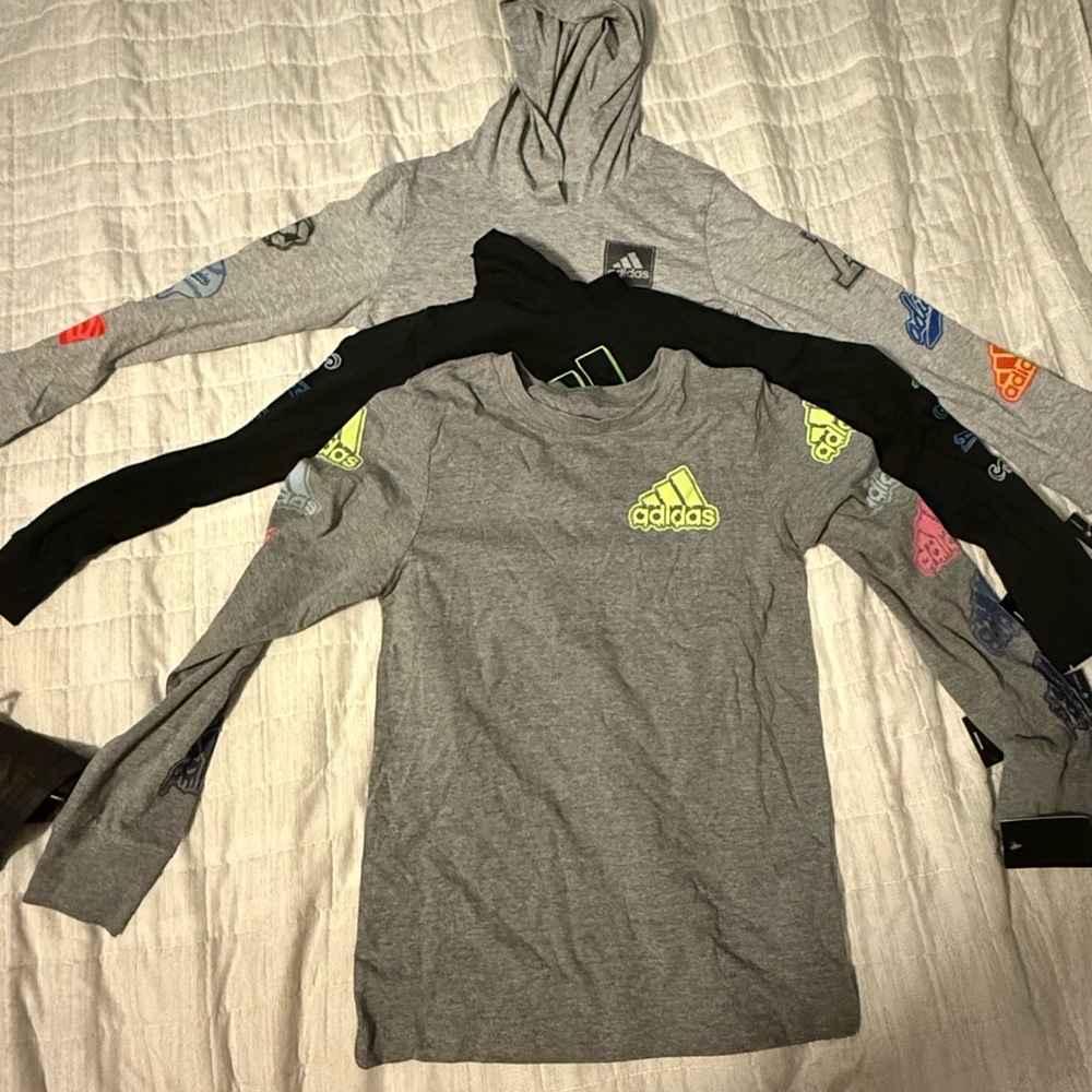 Adidas Gray and Black Sweatshirts & Hoodies